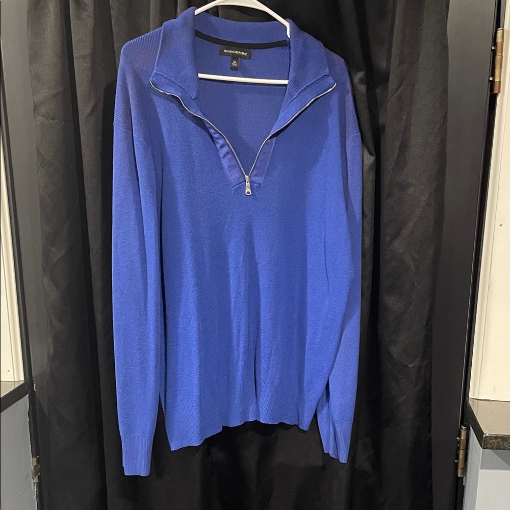 Banana Republic Men's Royal Blue Zip-Up Sweater